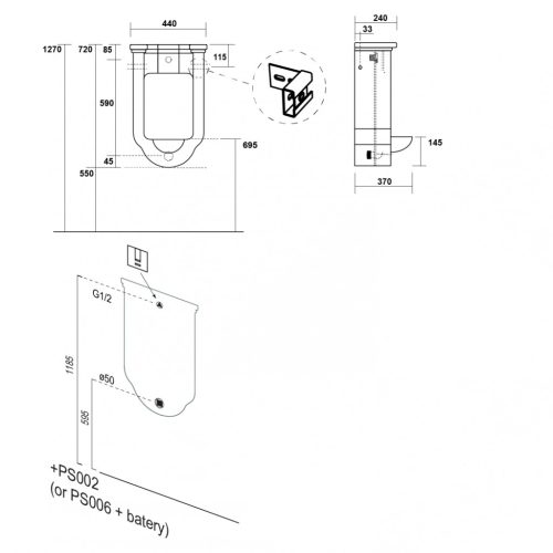 Vizelde, Sapho KERASAN WALDORF piszoár 44x69x37cm szerelőcsomag 413001
