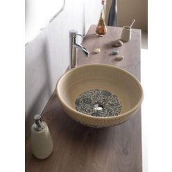   Mosdó, PRIORI kerámiamosdó, átmérő 42cm, bézs, kék mintával: PI011 Sapho
