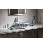 Mosdó, PRIORI kerámiamosdó, átmérő 42cm, fehér, kék mintával: PI012 Sapho