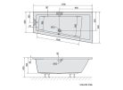 Kád, Sapho POLYSAN ANDRA R asszimetrikus kád 170x90x45 jobb fehér 81511
