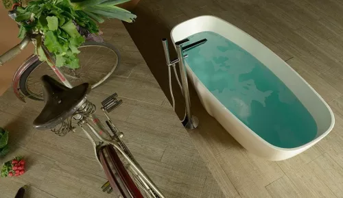 Kád, Sapho POLYSAN IPANEMA térben álló öntöttmárvány 168x72x49 fehér 69911