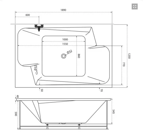 Hidromasszázs kád, M-Acryl Grande  190x125 Wellness 22 fúvókás elektronikus