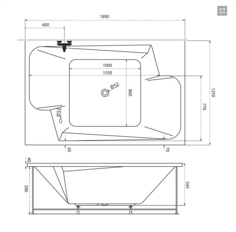Hidromasszázs kád, M-Acryl Grande  190x125 Wellness Premium Plus elektronikus vezérléssel