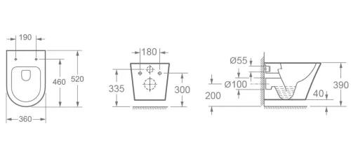 Wc, Wellis Clement Black matt fekete fali rimless WF00070