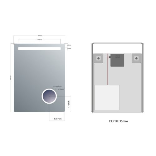 Fürdőszoba tükör, Sapho ASTRO beépített kozmetikai tükör LED 60x80 MIRL2