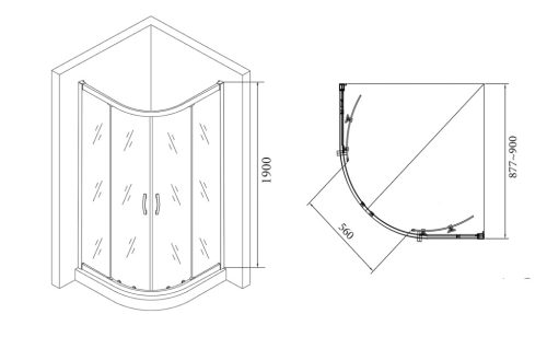 Zuhanykabin, Sapho GELCO SIGMA íves 90x90cm transzparent dupla toló AG4290