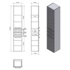 Álló szekrény, AQUALINE VEGA állószekrény 35x184x31cm, fehér: VG185