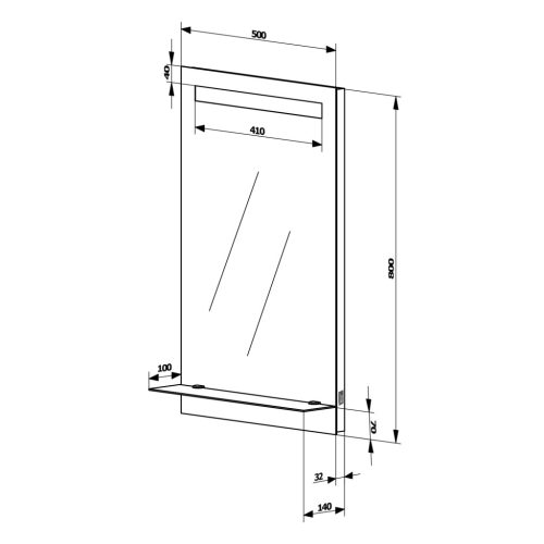 Fürdőszoba tükör, AQUALINE LED 50x80 billenő kapcsoló ATH52
