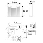 Fürdőszoba tükör, AQUALINE ANGY tükrösszekrény 59x50x15 fehér 541202