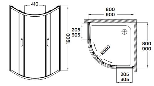 Zuhanykabin, Wellis Aquarius 80x80x190 íves WC00471