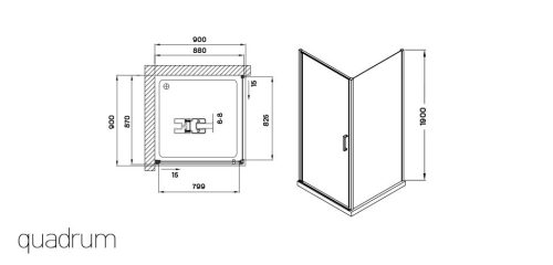 Zuhanykabin, Wellis Quadrum 90x90x190 szögletes WC00482