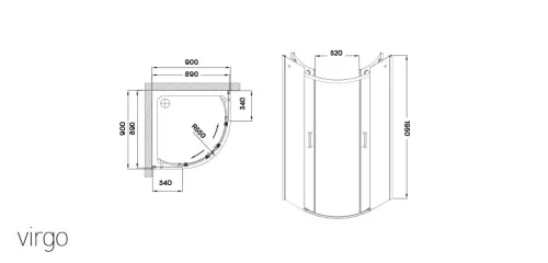Zuhanykabin, Wellis Virgo 90x90x195 cm íves WC00476