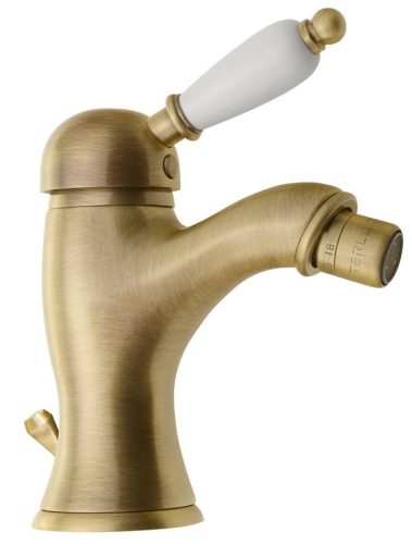 Bidé csaptelep, Sapho KIRKÉ lefolyóval fehér karral bronz KI03BB