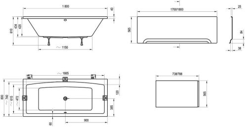Kád, Ravak FORMY 2 180 x 80 fehér C891000000