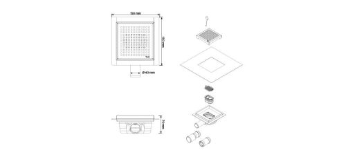 Padlóösszefolyó, Wellis W-Drain Square 15x15 WE00103