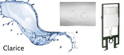 Öblítőtartály, Wellis Clarice falsík mögötti WC tartály + Round nyomólap EE00279