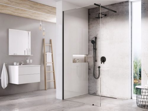 Walk-In, Ravak Walk-In Wall-100 fekete, fekete W szettel GW9WA0300Z1/GWD010003023