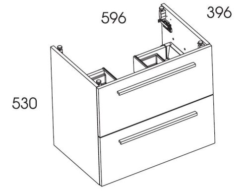 Fürdőszobabútor alsó szekrény, Valore CLEVER 2 FIÓKOS SZEKRÉNY WHITE  60 CM CERAM WHITE