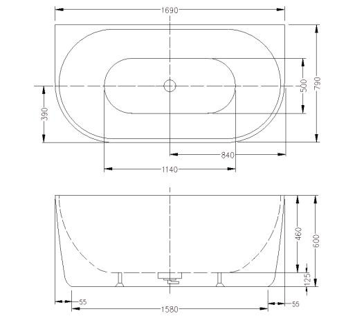 Kád, Arezzo Manhattan 170x79x60cm fényes fehér AR-Manhattan170