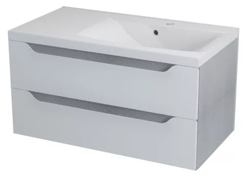 Alsó szekrény, Sapho WAVE II mosdótartó szekrény 90x45x48 cm jobbos ezüst tölgy WA095P