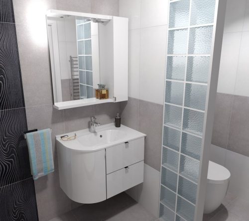 Fürdőszobabútor felső szekrény, Sapho PULSE 75x80x17 jobb fehér PU078P