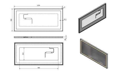 Fürdőszoba tükör, Sapho LUMINAR 120x55 NL560