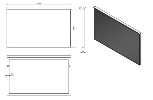 Fürdőszoba tükör, Sapho BORA 100x60 AL716