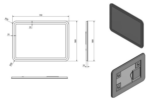 Fürdőszoba tükör, Sapho NYX 50x70 NY050