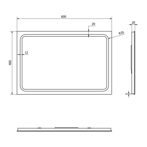 Fürdőszoba tükör, Sapho GEMINI 40x60 GM040