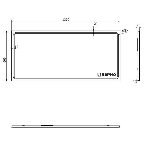 Fürdőszoba tükör, Sapho GEMINI 130x60 GM130