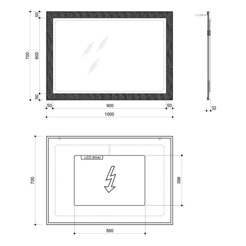 Fürdőszoba tükör, Sapho FLUT 100x80 FT100