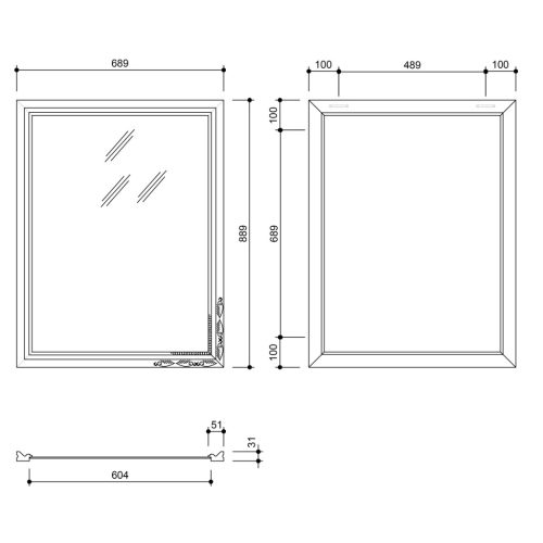 Fürdőszoba tükör, Sapho BOHEMIA fa arany keret 69x89 NL483