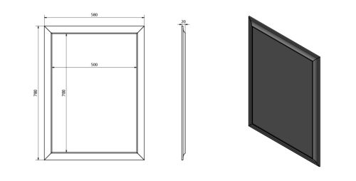 Fürdőszoba tükör, Sapho VALERIA fa platina keret 58x78 NL393