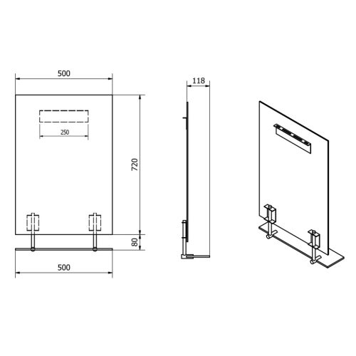 Fürdőszoba tükör, Sapho WEGA polccal 50x80 60092-5