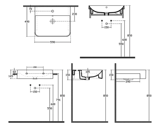 Mosdó, Sapho SOTT AQUA 59x15x49 10SQ51058