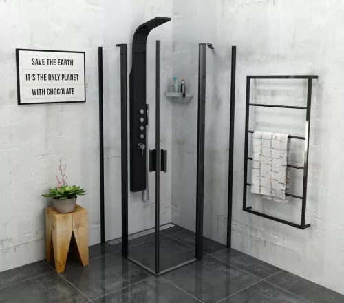 Zuhanykabin, Sapho Polysan ZOOM LINE 90x90 fekete két nyíló ZL5415B