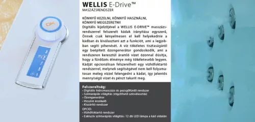 Hidromasszázs kád, Wellis Dublo E-Drive Touch 180 csaptelep nélkül WK00005-5 balos