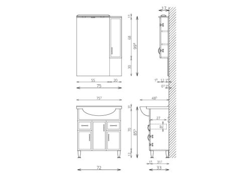 Komplett bútor, Tboss Classic 75 balos felsőszekrénnyel
