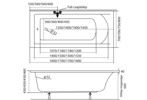 Kád, M-Acryl Fresh 170x70