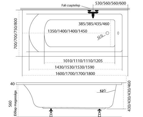 Hidromasszázs kád, M-Acryl Fresh  170x75 Wellness Premium 24 fúvókás elektronikus