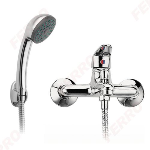 Kádtöltő csaptelep, Ferro Smile fali, zuhanyszettel BSM11