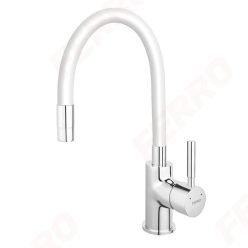   Mosogató csaptelep, Ferro Zumba elasztikus fehér kifolyóval BZA4W x