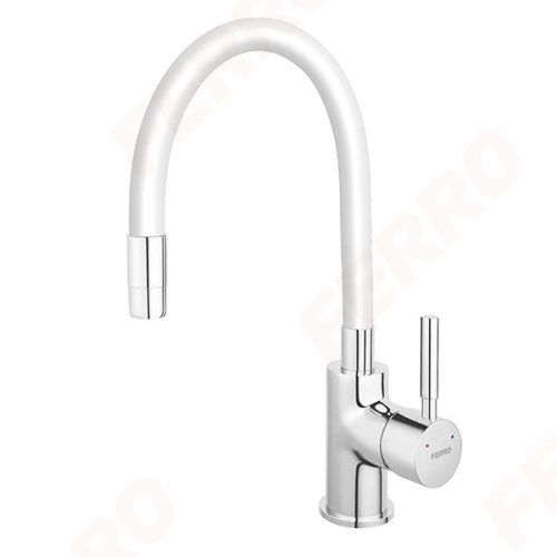 Mosogató csaptelep, Ferro Zumba elasztikus fehér kifolyóval BZA4W x