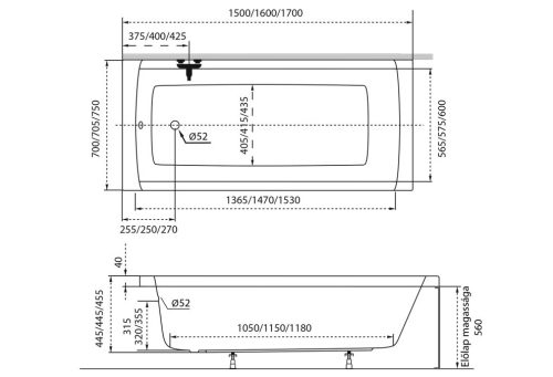 Kád, M-Acryl Viva 170x75