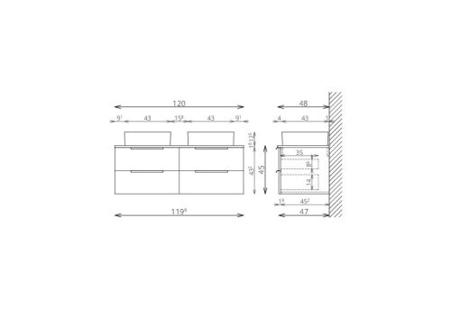Alsó szekrény, TBoss Nola 120 4F 2M