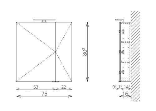 Felső szekrény, TBoss Mirror Box Recta 75
