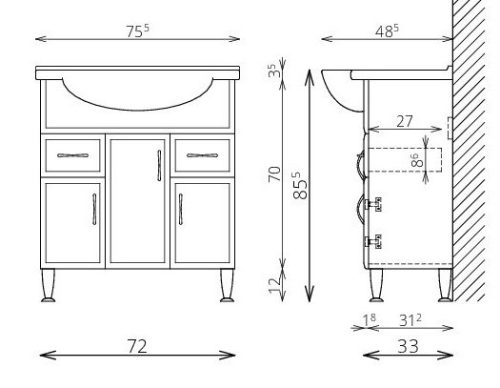 Alsó szekrény, Tboss Classic 75