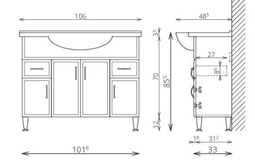 Alsó szekrény, Tboss Classic 105 1M/1CS