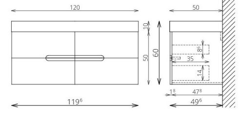 Alsó szekrény, Tboss Luna 120 4F