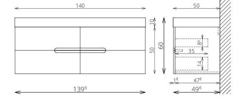 Alsó szekrény, Tboss Luna 140 4F